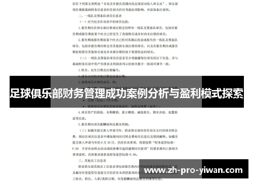 足球俱乐部财务管理成功案例分析与盈利模式探索 足球俱乐部财务管理成功案例分析与盈利模式探索